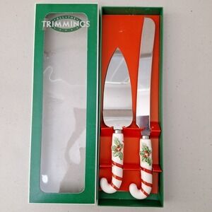 VTG Macy's All The Trimmings Christmas Knife & Pie‎ Server JAPAN Stainless Steel